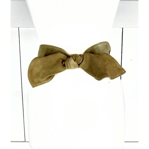 Vintage wide suede leather floppy bow stretch belt - Picture 2 of 3